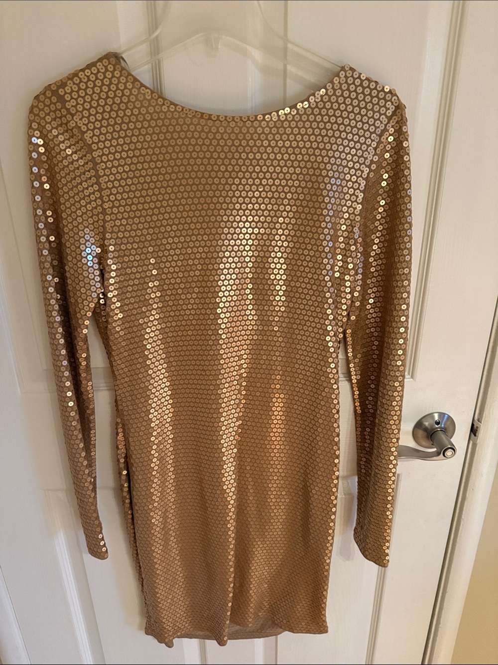 Michael Michael Kors Gold Sequin Long-Sleeve dress with open back